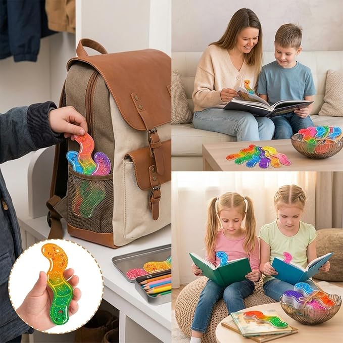 360 Pcs Worm Bookmarks Bulk for Kids Fun Holographic Glitter Gummy Worm Cute Bookmarks Funny Bookmark for Adults Student Teacher Reading Lovers Gift Bookish Party Favors