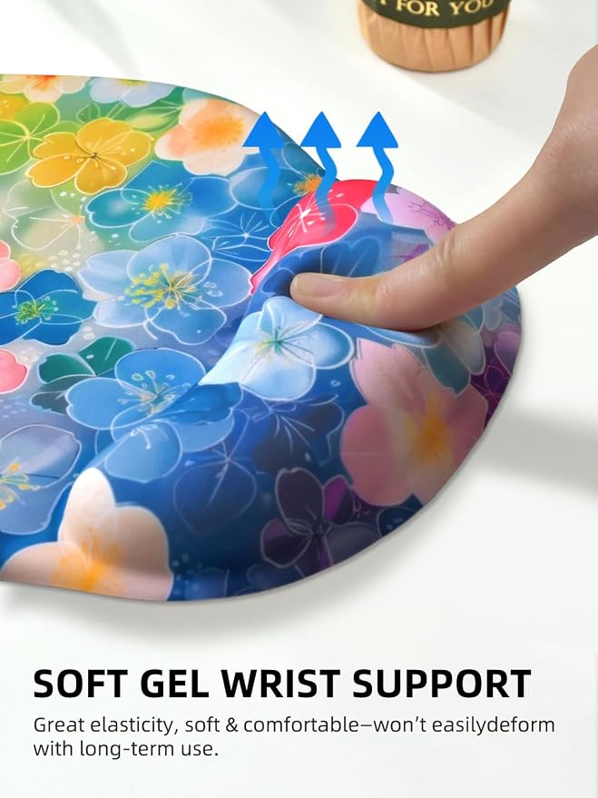 Lily Floral Mouse Pad Wrist Support Wrist Rest, Flower Ergonomic Mouse Pad with Non-Slip Base for Office Gaming Working Computers,Desk Accessories Pain Relief Mouse Mat, Flower Cluster