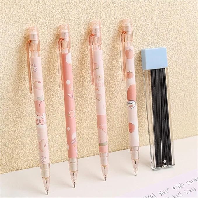 Jowxsx 1Pc Pink Mechanical Pencil 0.5mm Pencil Refill Automatic Pencils Cute Peach Press Automatic Mechanical Stationery School Office Supplies Writing and Correction Supplies