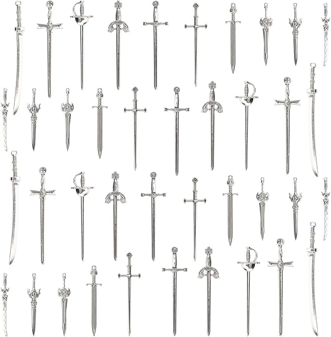 Windspeed Sword Bookmark 40 Pcs Silver Antique Swords Bookmark for Men Ideal Gift for Book Lovers DIY Craft Supplies