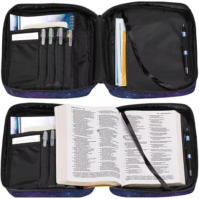 Coldinair Galaxy Fire Soccer Bible Covers for Men Kids Carrying Book Bible Case Sunflower Church Bag Bible Protective with Handle & Zippered Pocket