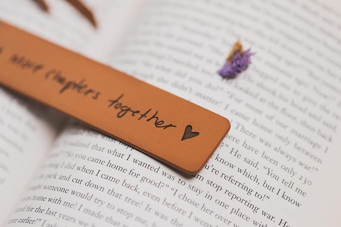 Engraved Leather Bookmark - to Many More Chapters Together, Book Club Reading Page Marker, Gift for Book Lover Nerd Bookworm Wife Girlfriend Fiance Third Year Wedding Anniversary Engagement