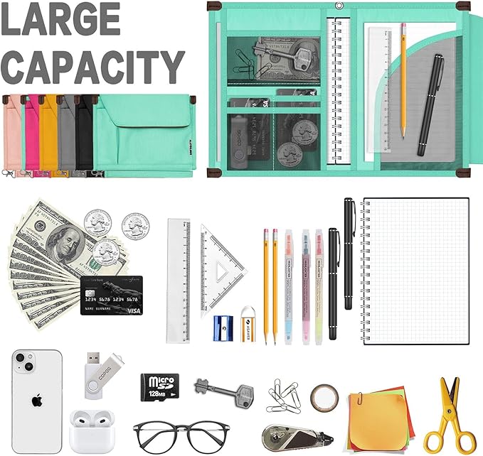 A5 Conference Folder Business Organiser Bag Notepad Carrying Case Document Case A5 Portfolio Organiser Portfolio Binder with Zip (Mint Green)