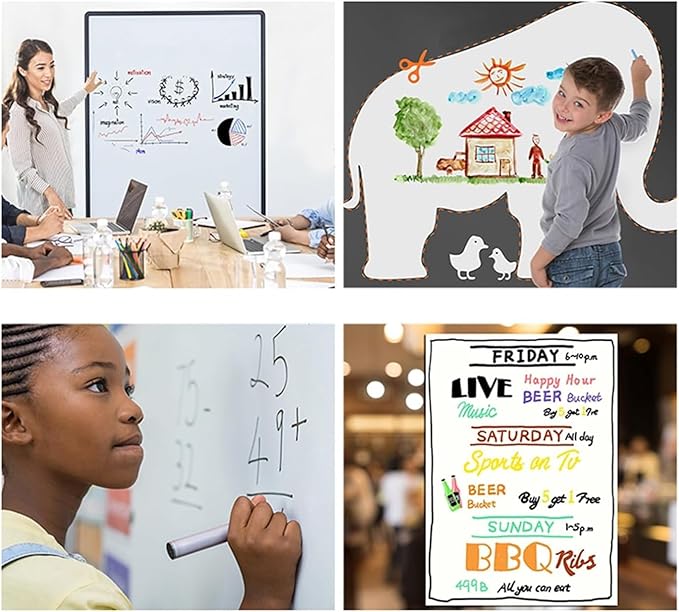 Magnetic Whiteboard Contact Paper, 36" x 48" Magnetic Self Adhesive Dry Erase White Board Wall Stickers, Stick on Whiteboard Roll, for School/Home/Office