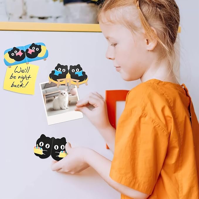 Cat Magnetic Bookmark, Kawaii Fridge Magnets,12PCS Cute Bookmarks, Funny Black Cat Book Marks, Refrigerator Decoative Magnet, Photo Magnets, Book Maker for Women, Mom, Book Lovers, Cat Lover, Bestie