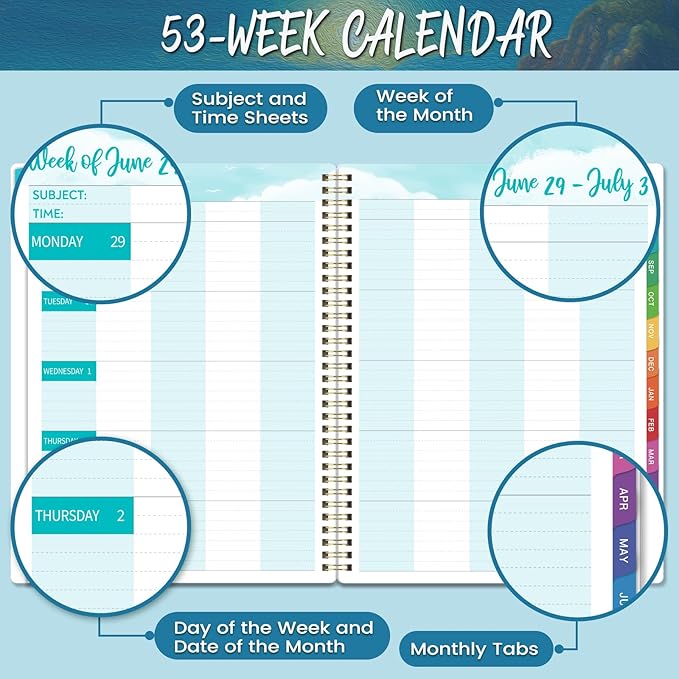 Teacher Planner 2026-2027 - Teacher Lesson Planner 2026-2027, 9" x 11", Jul.2026 - Jun.2027, Weekly & Monthly Lesson Plan Book for Teachers with Back pocket, Colorful Tabs