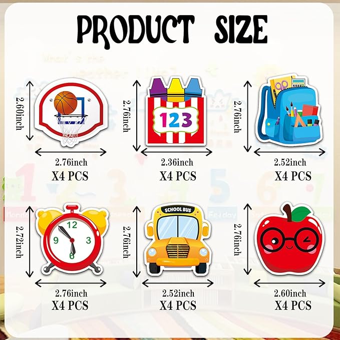 Aunthvra 24 Pcs Back to School Pencil Topper Charms Decoration Study Education Pen Charms Preschool Paper Signs Topper Teacher Appreciation Pen Pencil Accessories for Classroom Students Gifts Awards
