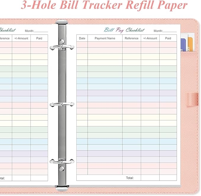 Half Letter Size Payment Checklist Refills for 3 Ring Mini Binder - 50 Sheets/100 Pages Colorful Monthly Budget Forms, 100 gsm White Paper, 5.8" x 8.3"