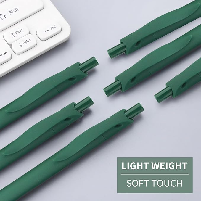 Deegtran 50 Pack No Bleed Green Click Pens, Wholesale Retractable Medium Point Smooth Ink Pens, 1.0MM