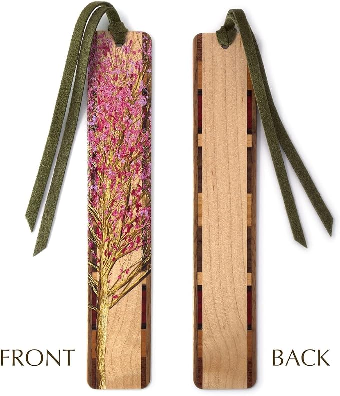 Cherry Tree Wooden Bookmark | Japanese Sakura Cherry Blossom Tree Art | Gift for Gardeners, Flower Lovers, Nature Lovers, Tree Lovers, Botanical Art Lovers & Readers | Handmade in the USA