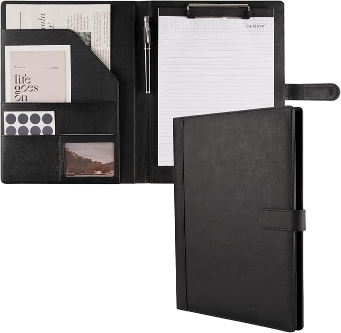 Professional Padfolio Binder with Clipboard Ideal Organizer for Business Perfect Size 9.6 in x 12.8 in Durable Portfolio for Professionals Students Presenters Black