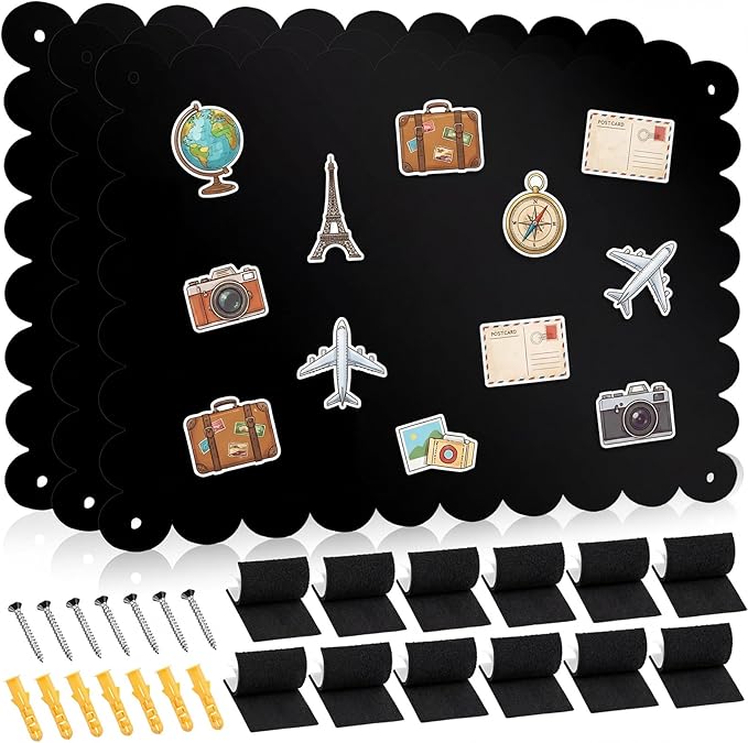 Gueevin 3pack Magnetic Board for Wall 16.1" x 13" Magnet Bulletin Board to Display Magnetic Letters, Numbers, Notes Suitable for Refrigerator, Cubicle, Cabinet, Come with Tapes and Screws(Black)