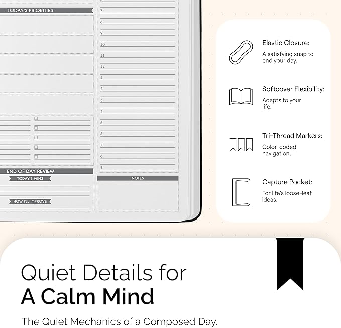 Panda Planner Pro A4 Daily Planner 2026 – 6 Month Large 8.5x11 Undated Academic & Productivity Planner with Daily, Weekly & Monthly Calendar, Work Planner, Goal Tracker, Habit Tracker & Personal Development Organizer – Black