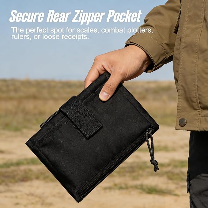 KOSIBATE Tactical Notebook Cover, Military Army Leader Book Cover, 8x5 Inch (Black)