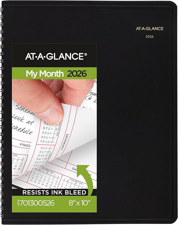 AT-A-GLANCE 2026 Planner, Monthly, 8" x 10", Large, Black (701300526)