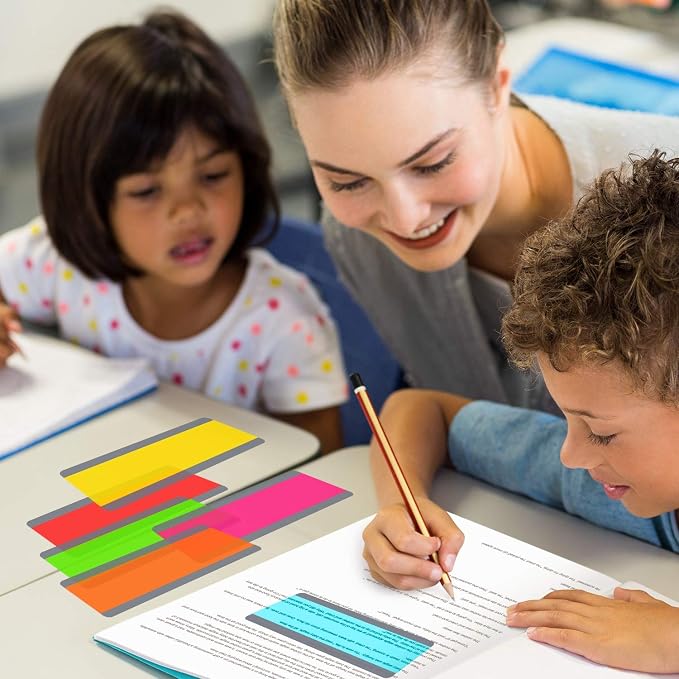 Zonon 12 Pieces Guided Reading Highlight Strips with 2 Sizes Colored Overlay Highlight Bookmarks for Children and Teacher Supply Guided(6 Standard Size and 6 Large Size)