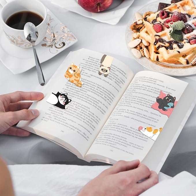 10Pcs Magnetic Bookmarks, Cute Cat Bookmarks Funny Book Marker Clips Graduation Birthday Gifts for Women Reading Book Lover Gifts