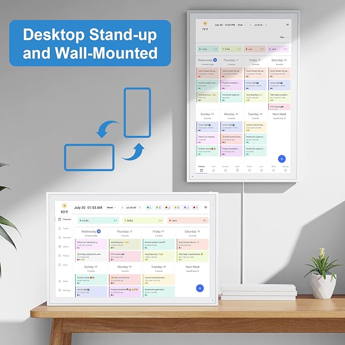 Digital Calendar, Smart WiFi Electronic Calendar&Chore Chart, IPS Touch Screen HD Display for Family Schedules, Share Moments Instantly from Anywhere