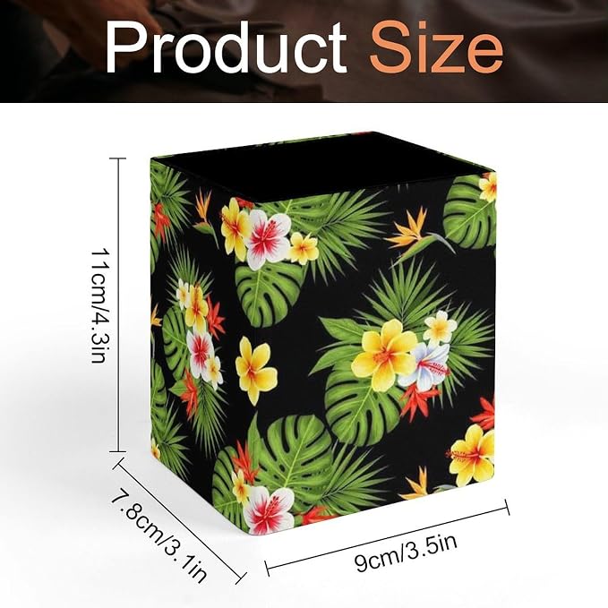 Fashion Pencil Pen Holder Cup, Waterproof Office Supplies, Waterproof Multifunctional Office Supplies Tropical Hawaiian Flowers