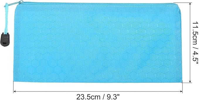PATIKIL Waterproof Zipper File Bags, 3 Pack A6 Document Holders Pencil Pouch for Office, Light Blue