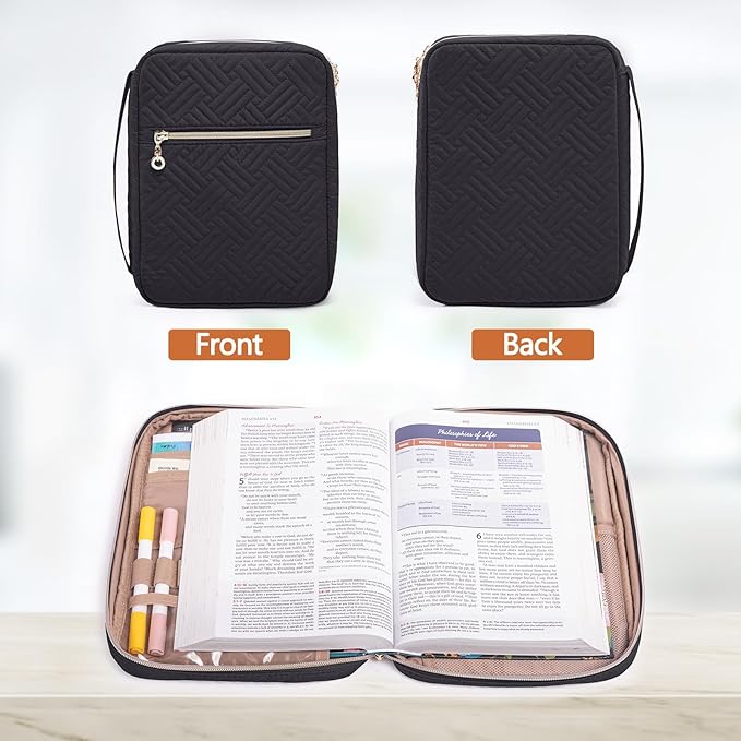 APLUFINE Bible Cover for Women - Soft Bible Case - Carrying Book Case for Bible Accessories - Bible Holder Case for Women - Girls Bible Bag - Bible Carrier - Bible Sleeve - Church Bag