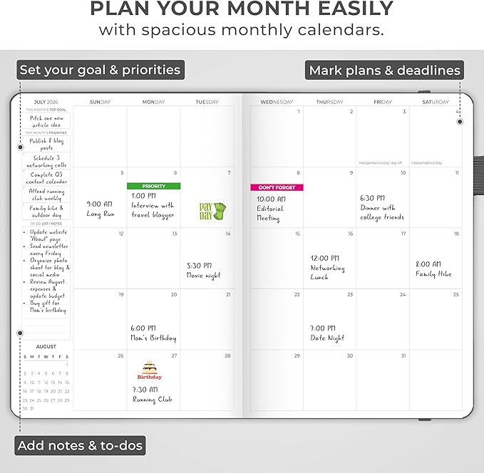 Clever Fox Appointment Book Dated Jan 2026-Jan 2027 – Hourly Schedule Planner with 15-Minute Increments – Time Box Planner for Daily Work & To-Dos – Hardcover, 8.3x11″ (Silver Black)