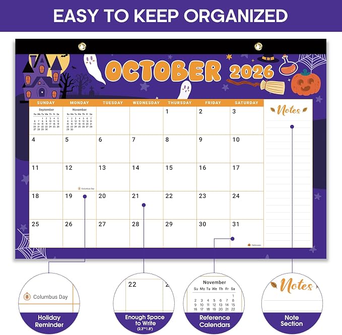 3 Pack of Desk Calendar 2026-2027, 21-Month Calendar Runs Unitl June 2027, Large 17" x 12" Monthly Desktop & Wall Calendar for Home & Office - Watercolor Festival