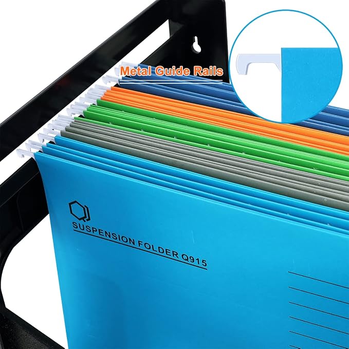 A4 Hanging File Folders, 25 Pcs Recycled Card File Folders for Filing Cabinet with Tabs and Card Inserts, Hanging Files Storage Folders for Office and School, Light Blue
