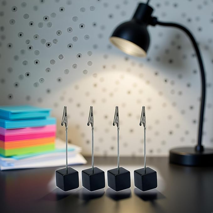 4 Pcs Memo Clip Holders Stand with Alligator Clasp Pictures Card Paper Note Clip Office Memo Holders Desk Accessories & Workspace Organizers for Office Home Use