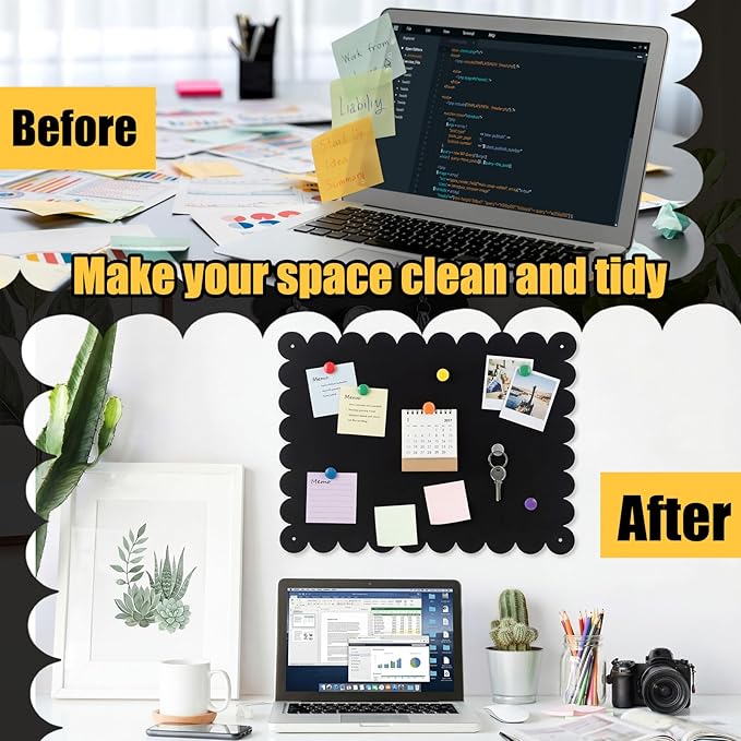 Gueevin 3pack Magnetic Board for Wall 16.1" x 13" Magnet Bulletin Board to Display Magnetic Letters, Numbers, Notes Suitable for Refrigerator, Cubicle, Cabinet, Come with Tapes and Screws(Black)