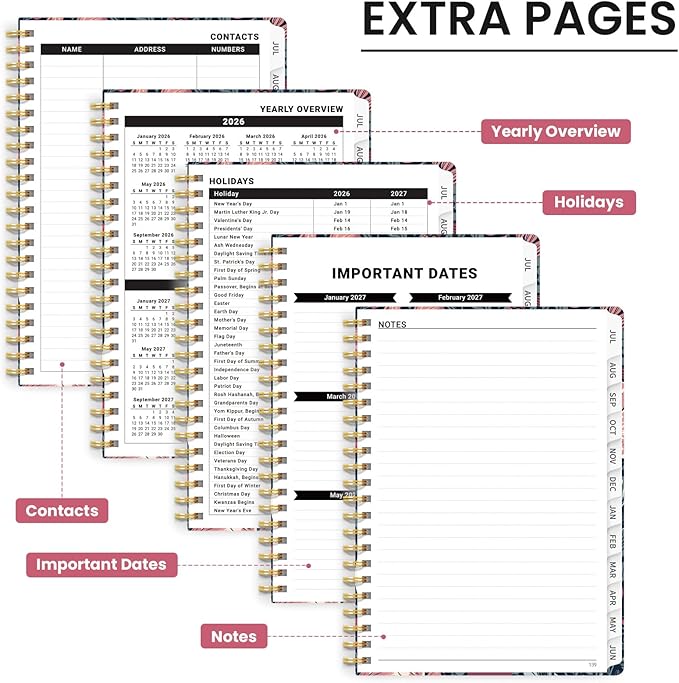 2026–2027 Academic Planner, Weekly and Monthly Planner for Women, July 2026 - June 2027, Pretty Hardcover 2026–2027 Academic Planner with Tabs, Inner Pocket, Spiral Bound, Perfect Office Home School Supplies - 6.3" x 8.5", Forest Fox