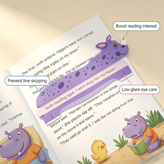 7Pcs Animal Guided Reading Strips, Colored Overlay Reading Trackers, Dyslexia Reading Aid Bookmark for Kids Students Classroom Homeschool Teacher Learning Supplies
