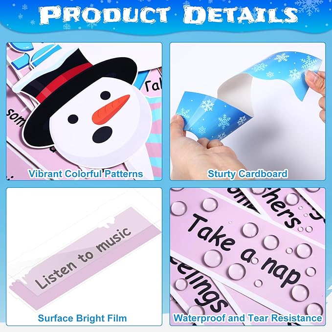 Winter Mental Health Bulletin Board Set Christmas Emotion Motivational Classroom Decorations Snowman Emotional Regulation Strategies Snowflakes Cutouts for Door Wall School Office Supplies