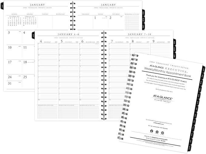 AT-A-GLANCE 2027 Weekly Monthly Padfolio Refill for 70NX8105, 8.25" x 11", Executive (709111027)