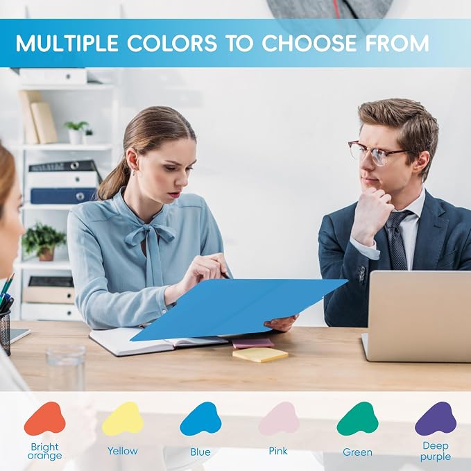 100 Packs Colored File Folders,1/3 Cut Tabs File Folder,Assorted 6 Colors Filing Folder,Manila File Folders,Two-Tone File Folder for Office School Business