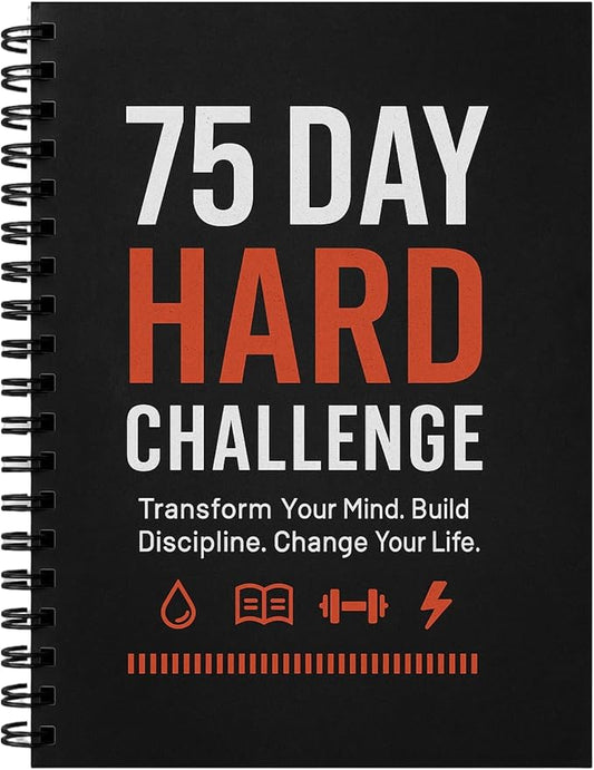 75 Day Hard Challenge Journal for Men or Women with PVC Cover – 75 Hard Challenge Book with Daily, Weekly, Monthly Planner & Wellness Trackers – 75 Challenge Planner Tracker for Fitness, Habits & Self-Care