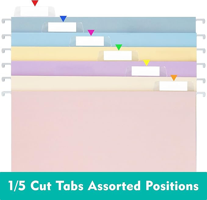 Zzrywuty Hanging File Folders, 30-Pack Letter Size Hanging File Folders with 1/5-Cut Tabs, Color File Folders Office Organizer for Filing Cabinet, Bulky Files & Medical Charts