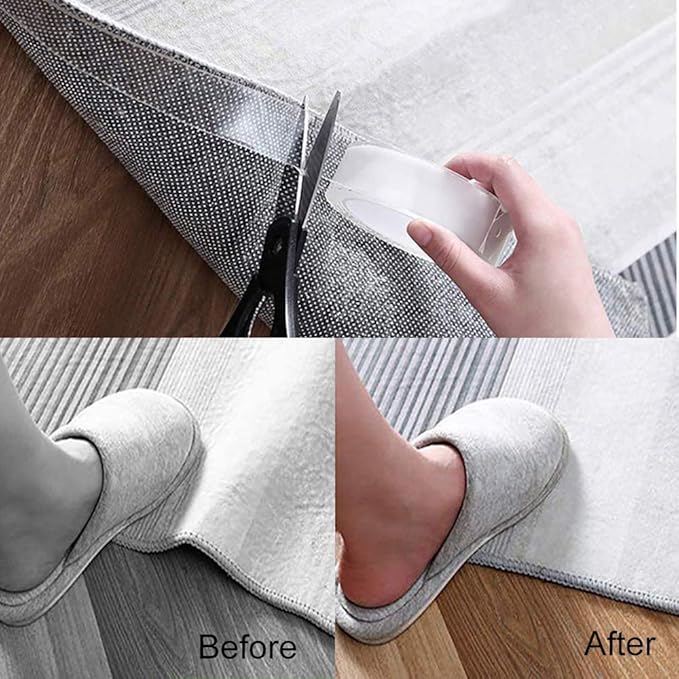 Double Sided Tape Heavy Duty, iToolsTech Removable Washable Nano Gel Grip Tape, Clear Sticky Adhesive Mounting Tape for Photo Frame Fix and Carpet Fix-2 Pack/33FT