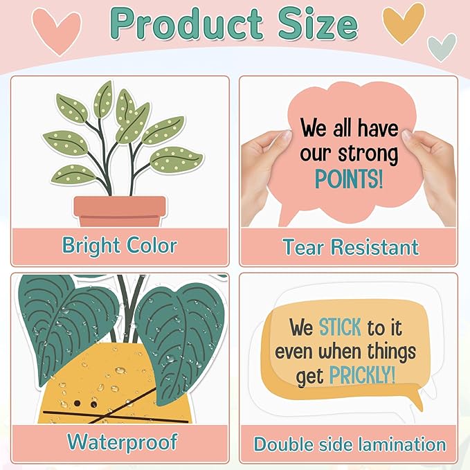 Speech Therapy Bulletin Board Decorations Motivational Accents Bulletin Board Set Inspirational Succulent Plant Blackboard Positive Affirmation Wall Decor for Home School Classroom Office Door Wall