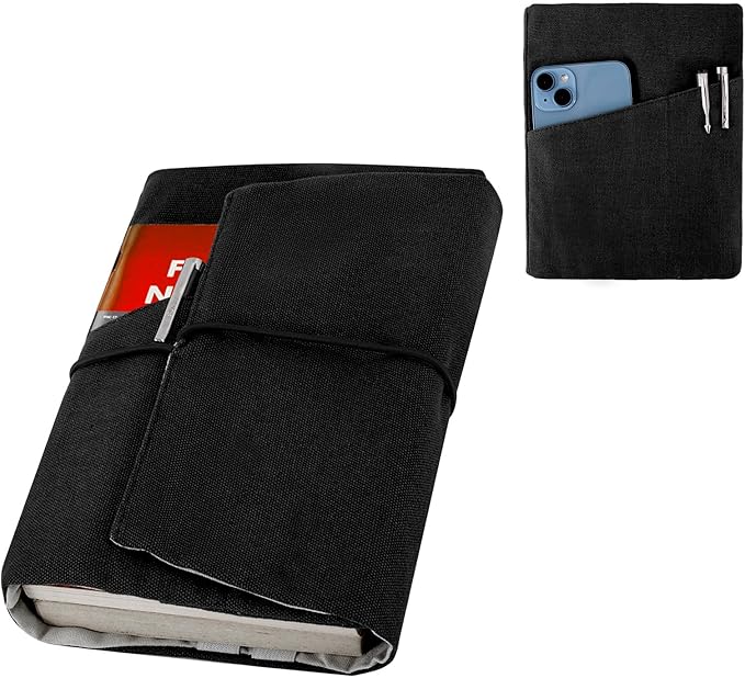 Book Covers for Paperbacks,Reusable Book Protector for Soft (Black, 8.5 Inch x 2 Inch)