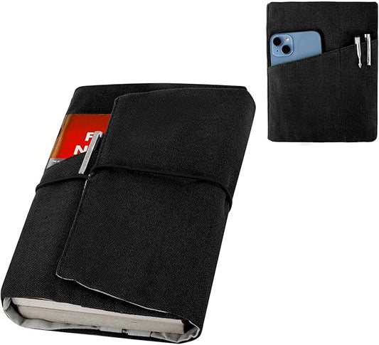 Book Covers for Paperbacks,Reusable Book Protector for Soft (Black, 8.5 Inch x 2 Inch)