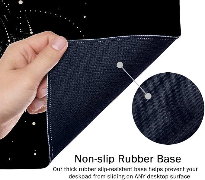 SSOIU Moon Phases Large Mouse Pad, Full Desk XXL Extended Gaming Mouse Pad 35.5" X 15.7", Waterproof Desk Mat Stitched Edges, Non-Slip Laptop Computer Keyboard Mousepad for Office and Home