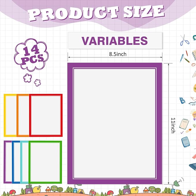 Lewtemi 14 Sheets Science Fair Board Supplies Self Adhesive Presentation Subtitles 2 Sheets Edge Self Adhesive Paper Poster Board Letters Presentation Paper for School Office Supplies(Rainbow Color)