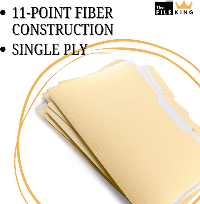 The File King 1/3 Cut File Folders Letter Size - 500 Bulk Pack | Manilla Folders 8.5 x 11 | USA Made | Assorted 3 Tab Color Manila File Folder | Heavy Duty Office Supplies | Basic Paper File Folder