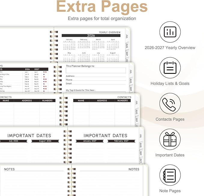 Planner 2026-2027, Weekly and Monthly Academic Planner, July 2026 - June 2027, Hardcover Calendar Agenda Book for School Year Planning, School Supplies for Teacher and Student, A5(6.3'' x 8.5'')