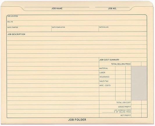 Job Folders Manila File Jackets, Heavy Duty, Preprinted, 25 Folders