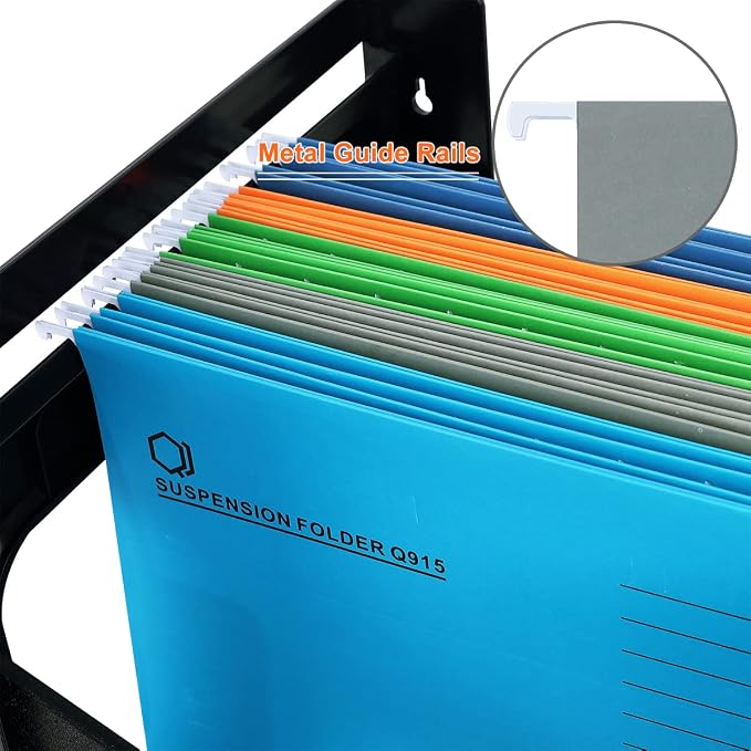 A4 Hanging File Folders, 25 Pcs Recycled Card File Folders for Filing Cabinet with Tabs and Card Inserts, Hanging Files Storage Folders for Office and School, Gray