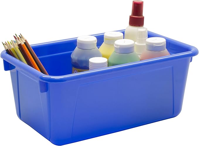 Storex Small Cubby Bins, Pack of 5, 12.2 x 7.8 x 5.1 Inches, Blue (62416U05C)