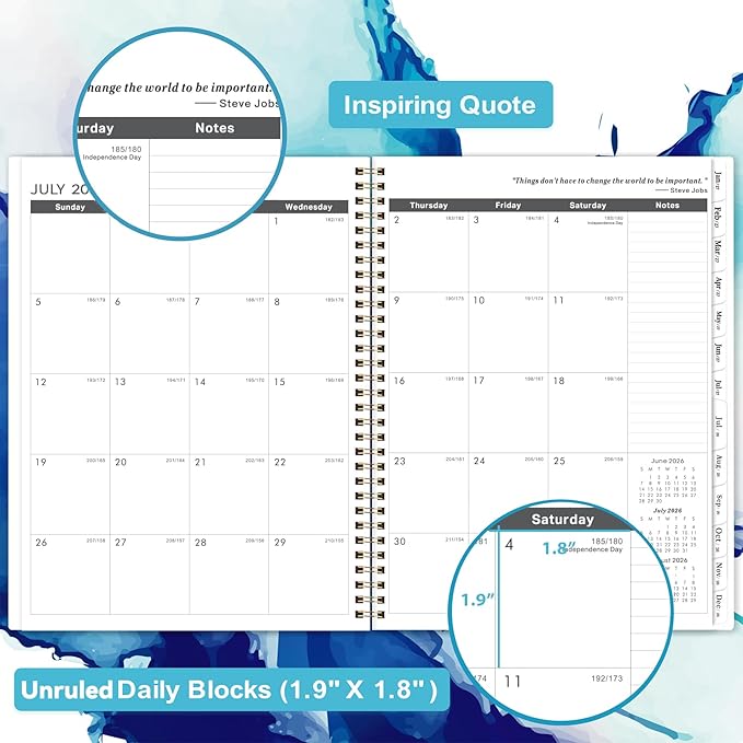Monthly Planner 2026-2028 - 2 Year Planner 2026-2028, July 2026 - June 2028, 9" × 11", 2 year calendar 26-28 monthly planner with Flexible Cover + Pockets - Waterink