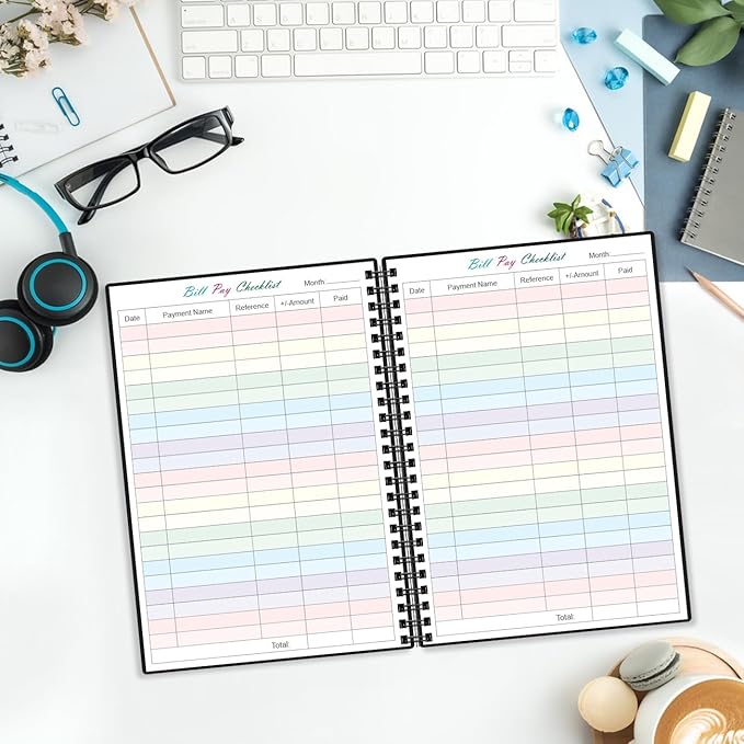 Bill Payment Checklist - Monthly Bill Organizer & Planner for Personal Budgeting Financial, Bill Payment Tracker Notebook, 5.8" x 8.5", Black